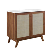Modway Soma 36" Bathroom Vanity - Walnut/White-MDF and Particleboard