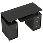 HOMCOM 47.2" Computer Desk with Keyboard Tray and Storage Drawers - Black-Ample desktop space for writing, computer work, and other home office activities 
