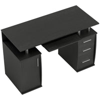 HOMCOM 47.2" Computer Desk with Keyboard Tray and Storage Drawers - Black-Ample desktop space for writing, computer work, and other home office activities 