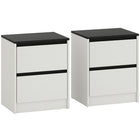 HOMCOM Nightstands for Bedroom - White - Set of 2-Set of 2 nightstands ensures stylish, symmetrical bedside setup