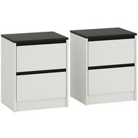 HOMCOM Nightstands for Bedroom - White - Set of 2-Set of 2 nightstands ensures stylish, symmetrical bedside setup