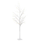 Outsunny 5' Artificial Birch Tree with 58 LED Lights - White-56 LED lights with 8 light modes 