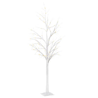 Outsunny 5' Artificial Birch Tree with 58 LED Lights - White-56 LED lights with 8 light modes 