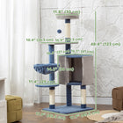 PawHut 48" Cat Tree with Condo, Hammock and Perch - Blue/Grey-Stylish blue and grey design easily complements your modern home decor 