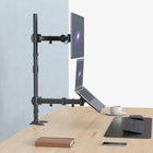 SHOPPINGALL Extra Tall Dual Monitor And Laptop Mount Stand with 31.5 inch Pole for Laptop up to 17" Monitors up to 32" - SA-LH07L-Black-6