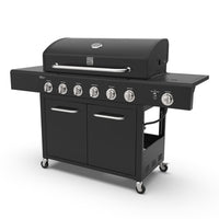 Kenmore 6 Burner XL Gas Grill with Side Burner - Black-38” x 17” Porcelain Coated Firebox