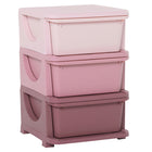 Qaba Kids Toy Storage Organizer with 3 Plastic Bins - Pink-Rounded edges help prevent your kid from getting injured in case they fall
