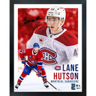 Frameworth Lane Hutson Canadiens Portrait Collage - Framed Print - 16" W x 20" L-Officially licensed by the NHL and NHLPA - features Lane Hutson and the Montreal Canadiens with a printed facsimile signature