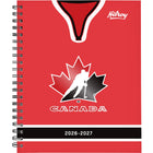 Hockey Canada 2026-2027 Weekly/Monthly planner - 11" H x 9" W - Red-Durable hard cover featuring official Hockey Canada branding