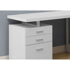 Monarch Specialties 7027 48" Computer Desk - White Left Or Right Facing-Stay organized with closed storage drawers and a convenient file drawer with hanging bars, ideal for storing  important documents and office essentials.