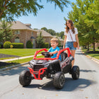 Qaba 12V Licensed KAWASAKI TERYX KRX 2WD Electric Ride on Truck - Red-Dual control modes with a parent remote offer enhanced safety and control 