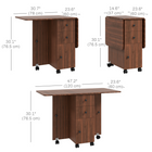 HOMCOM Rolling Drop Leaf Folding Dining Table with Drawers & Storage Cabinet for 4-6 - Brown-Two drawers and a piece of furniture offer a discreet storage room