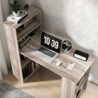 HOMCOM 47.2" Modern Computer Desk with Storage Shelves - Oak-Quick assembly and easy to clean with a damp cloth