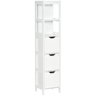 Kleankin Narrow Freestanding Bathroom Linen Tower Cabinet - White-Compact and tall cabinet fits perfectly in narrow spaces    