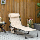 Outsunny Outdoor Lounge Chair - Folding Chaise Lounge - Beige-Breathable mesh provides better experience of comfort