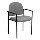 Flash Furniture Comfort Stackable Steel Side Reception Chair with Arms - Grey Fabric-Contemporary Style
