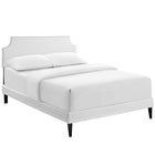 Modway Corene Vinyl Full Platform Bed with Squared Tapered Legs - White-Wood Frame / Particleboard Panel