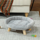 PawHut Elevated Dog Sofa Bed with Washable Cover - Grey-Upholstery made of very soft 100% polyester short-haired plush 