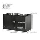 PawHut Elevated Dog Bowl Feeding Station with Stand - Black-Spacious hidden storage 