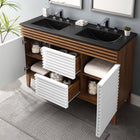 Modway Render 48" Double Sink Bathroom Vanity - White/Walnut/Black-MDF and Particleboard