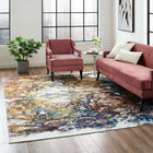Modway Success Jayla Transitional Distressed Vintage Floral Moroccan Trellis Area Rug - 8 ft W x 10 ft L - Multicolored-Tight Low Pile Weave