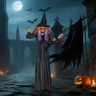 Outsunny Giant Animated Witch Halloween Decoration-Safe paint treatment ensures worry-free use for you and your family 