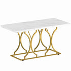 HOMCOM 59" Dining Table for Kitchen and Dinner - White-Marble-pattern tabletop adds elegant visual appeal