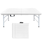 Homy Casa 4 ft Wood-Grain Portable Plastic Foldable Table with 4 adjustable Heights - White-The white wood-grain tabletop adds a clean, natural look