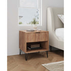 Manhattan Comfort DUMBO 20.07" Modern 1-Drawer Nightstand - Golden Brown-Includes 1 Full Extension Drawer with Top Drawer Designed in Vertical Textured Ribbed Lines
