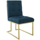 Modway Privy Gold Stainless Steel Upholstered Fabric Dining Accent Chair - Gold/Azure-Glam Deco Dining Chair