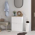 HOMCOM Slim Shoe Cabinet with 2 Flip Drawers & Adjustable Shelves - White-Tabletop offers extra space for display and storage