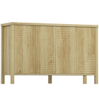 HOMCOM 47.2" L Fluted Sideboard Buffet Cabinet with Storage - Natural Wood-Fluted doors with striking textures create a modern style
