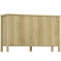 HOMCOM 47.2" L Fluted Sideboard Buffet Cabinet with Storage - Natural Wood-Fluted doors with striking textures create a modern style