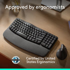 Logitech Wave Keys Wireless Ergonomic Keyboard with Cushioned Palm Rest - Graphite-Ergo-certified: The Wave Keys Ergonomic Keyboard has been designed and tested according to criteria set out by leading ergonomists and is approved by United States Ergonomics