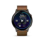 Garmin Venu 4 Smartwatch - 45 mm - Slate with Black Silicone Band and Brown Leather Band-Workout options: Track all the ways you move with more than 80 preloaded GPS and indoor sports apps — including walking, running, cycling, strength training, mobility , mixed session to track multiple activities and more. And get daily suggested workouts based on your workout and recovery data