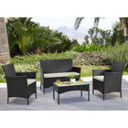 Manhattan Comfort Imperia Modern Patio 4-Person Conversation 4-Piece Set with Coffee Table - Black/Cream-Chair Dimension Measures: 23.62" Length, 24.02" Depth, 32.68" Height