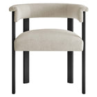 Modway Imogen Fabric Upholstered Barrel Dining Chairs - Heathered Weave Ivory/Black - 2 Pack-10