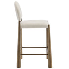 Modway Hayley Upholstered Fabric Counter Stool - Brass Cream-Tapered Metal Legs with Foot Rest