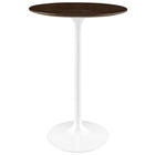 Modway Lippa 28" Round Wood Bar Table - White Cherry Walnut-Modern Bar Table