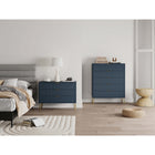 Manhattan Comfort DUMBO Modern Dresser Set and 5-Drawer Tall Dresser Set - Midnight Blue-Includes 8 Full Extension Drawers Designed in Vertical Textured Ribbed Lines.
