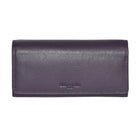 Club Rochelier Ladies Clutch Wallet with Checkbook & Gusset - Plum-Snap closure