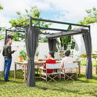 Outsunny Outdoor Gazebo Retractable Pergola Canopy with Curtains - 10' x 10' - Dark Grey-PA-coated pergola canopy offers UPF30+ sun protection for safer outdoor comfort 