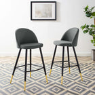 Modway Cordial Fabric Bar Stools - Gray - Set of 2-Polyester Fabric Upholstery