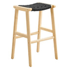 Modway Saoirse Woven Rope Wood Bar Stool - Natural Black - Set of 2-6