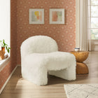Modway Mina Faux Fur Accent Chair - White-Low Profile Seat