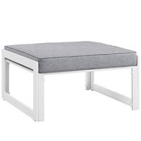 Modway Fortuna Outdoor Patio Ottoman - White/Grey-Modern Outdoor Ottoman