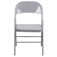 Flash Furniture HERCULES Series Triple Braced & Double Hinged Grey Metal Folding Chair-Set of 4 Metal Folding Chairs