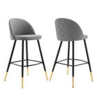 Modway Cordial Fabric Bar Stools - Light Gray - Set of 2-Retro Modern Bar Stools
