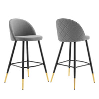 Modway Cordial Fabric Bar Stools - Light Gray - Set of 2-Retro Modern Bar Stools