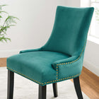 Modway Marquis Performance Velvet Dining Chairs - Teal - 2 Pack-Studded Nailhead Trim